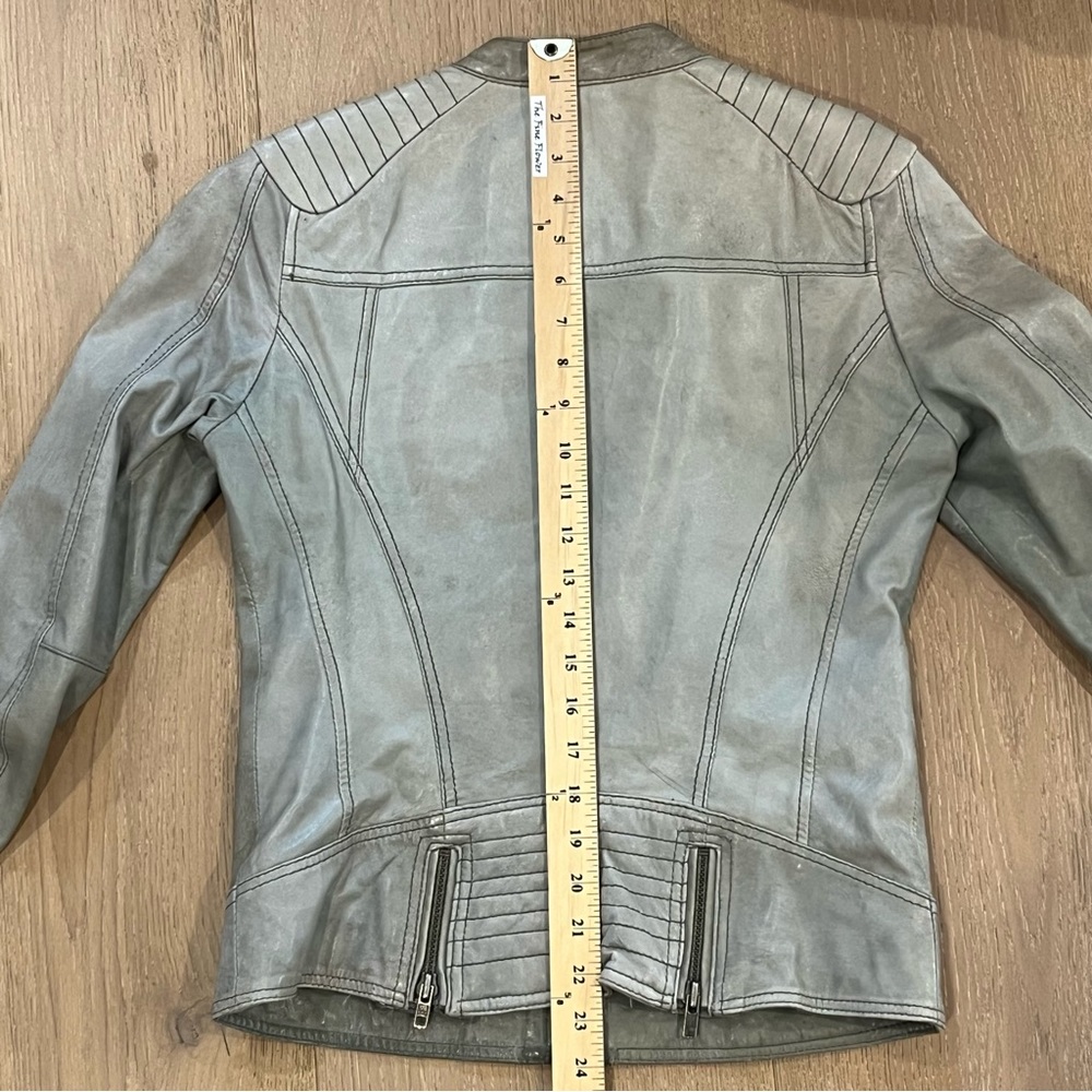 Goosecraft Leather Jacket 017 Pale Olive Green 94-2186543 Moto Blogger Trend - Picture 14 of 14